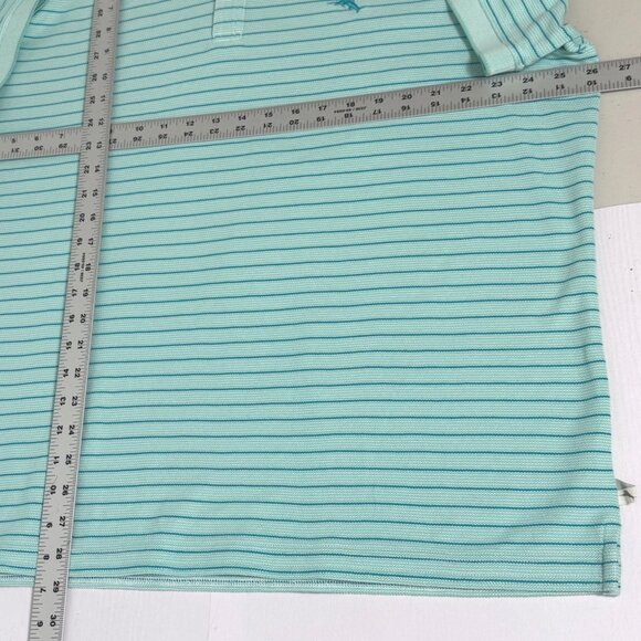Tommy Bahama Polo Shirt Mens Sz XXL Emfielder Bay Stripe Lagoon Water Logo Golf - Picture 6 of 7